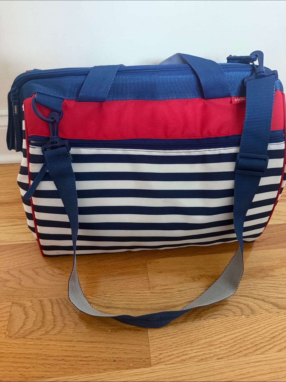 Arctic Zone 40 Can Picnic Cooler Insulated Tote Bag Navy Stripe - Picture 4 of 10